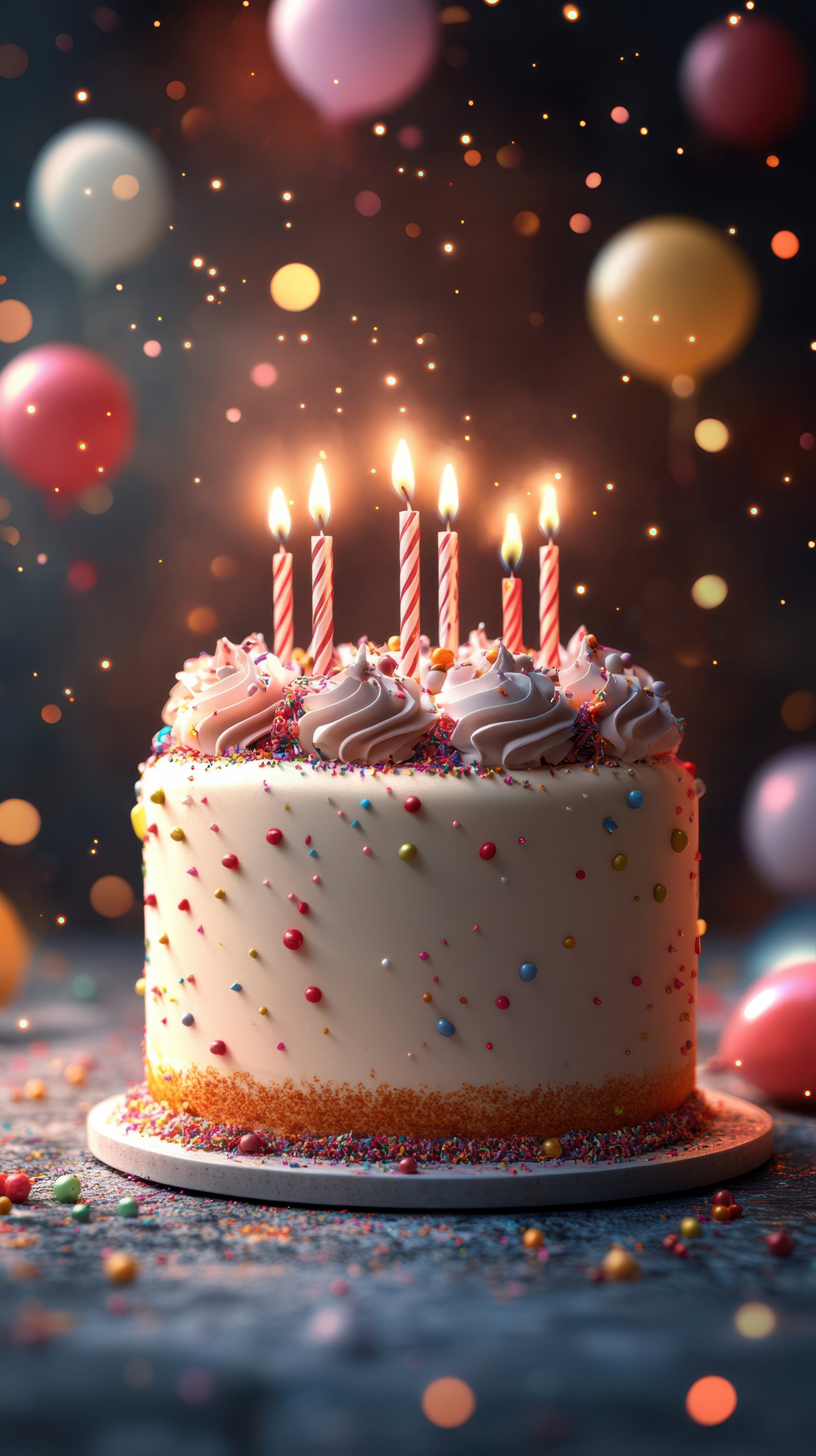 Celebration cake with colorful sprinkles and candles lights up the festive atmosphere at a birthday party